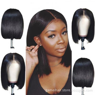 Cheap Raw Indian Virgin Human Hair Straight Hd Full Lace Frontal Bob Wigs Natural Human Hair Transparent Lace Front Wig Vendor